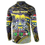 Merry Christmas Cowboys Button Sweatshirt Aboriginal Santa Rugby Mascot - North Queensland