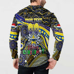 Merry Christmas Cowboys Button Sweatshirt Aboriginal Santa Rugby Mascot - North Queensland