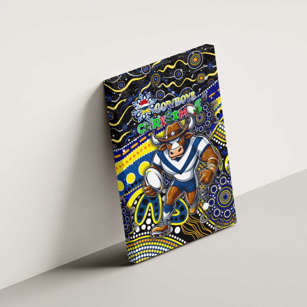 Merry Christmas Cowboys Canvas Wall Art Aboriginal Santa Rugby Mascot - North Queensland