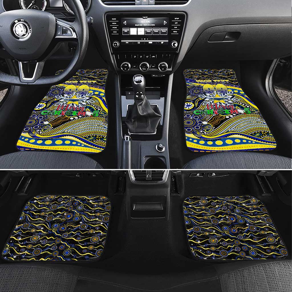Merry Christmas Cowboys Car Mats Aboriginal Santa Rugby Mascot - North Queensland