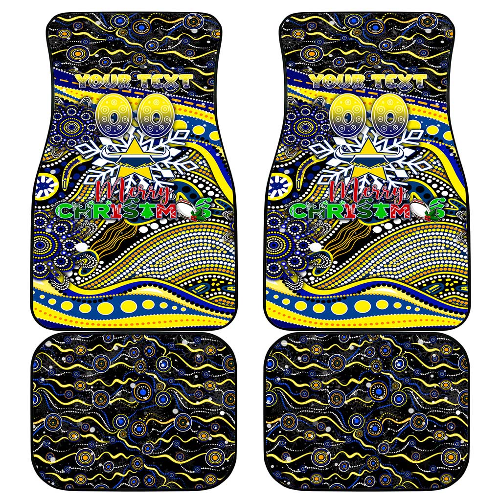 Merry Christmas Cowboys Car Mats Aboriginal Santa Rugby Mascot - North Queensland