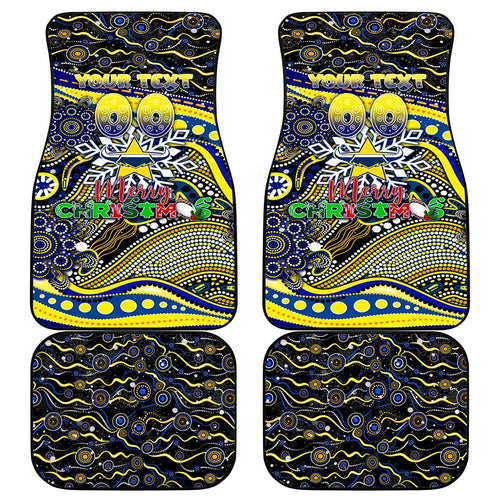 Merry Christmas Cowboys Car Mats Aboriginal Santa Rugby Mascot - North Queensland