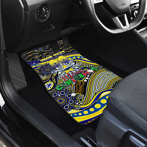 Merry Christmas Cowboys Car Mats Aboriginal Santa Rugby Mascot - North Queensland