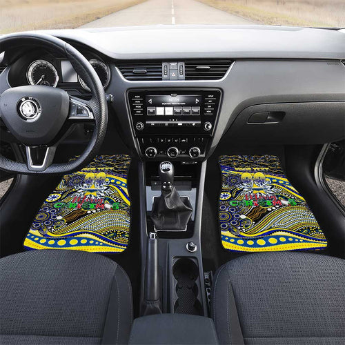 Merry Christmas Cowboys Car Mats Aboriginal Santa Rugby Mascot - North Queensland