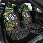 Merry Christmas Cowboys Car Seat Cover Aboriginal Santa Rugby Mascot - North Queensland