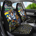 Merry Christmas Cowboys Car Seat Cover Aboriginal Santa Rugby Mascot - North Queensland