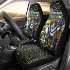 Merry Christmas Cowboys Car Seat Cover Aboriginal Santa Rugby Mascot - North Queensland