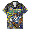 Merry Christmas Cowboys Family Matching Mermaid Dress and Hawaiian Shirt Aboriginal Santa Rugby Mascot - North Queensland