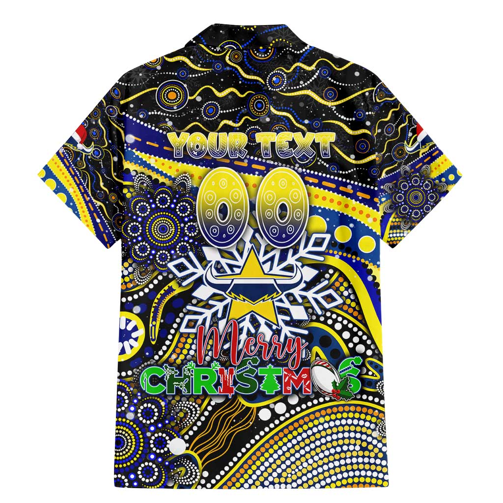 Merry Christmas Cowboys Family Matching Mermaid Dress and Hawaiian Shirt Aboriginal Santa Rugby Mascot - North Queensland