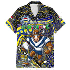 Merry Christmas Cowboys Family Matching Off Shoulder Maxi Dress and Hawaiian Shirt Aboriginal Santa Rugby Mascot - North Queensland