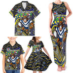 Merry Christmas Cowboys Family Matching Tank Maxi Dress and Hawaiian Shirt Aboriginal Santa Rugby Mascot - North Queensland