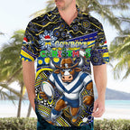 Merry Christmas Cowboys Hawaiian Shirt Aboriginal Santa Rugby Mascot - North Queensland