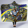 Merry Christmas Cowboys Hooded Blanket Aboriginal Santa Rugby Mascot - North Queensland