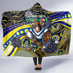 Merry Christmas Cowboys Hooded Blanket Aboriginal Santa Rugby Mascot - North Queensland