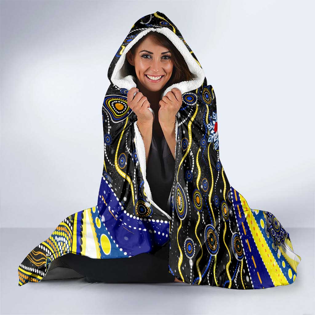 Merry Christmas Cowboys Hooded Blanket Aboriginal Santa Rugby Mascot - North Queensland