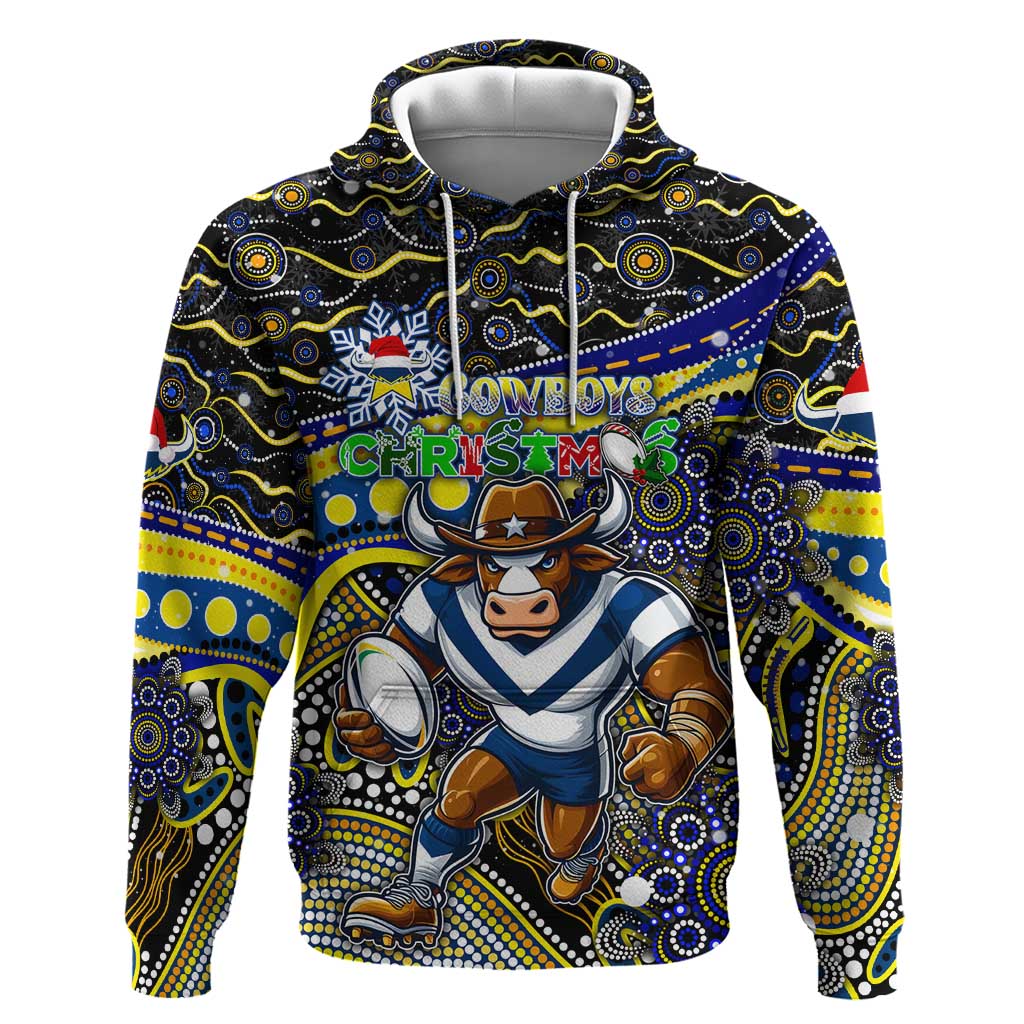 Merry Christmas Cowboys Hoodie Aboriginal Santa Rugby Mascot - North Queensland