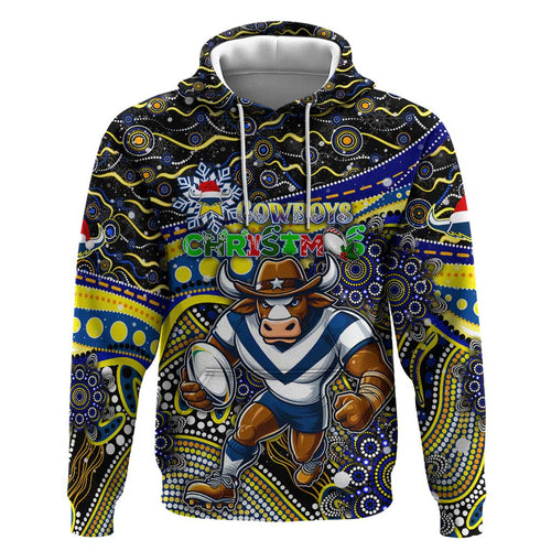 Merry Christmas Cowboys Hoodie Aboriginal Santa Rugby Mascot - North Queensland