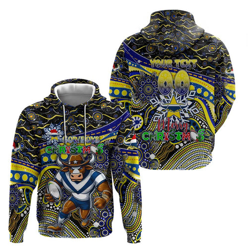 Merry Christmas Cowboys Hoodie Aboriginal Santa Rugby Mascot - North Queensland