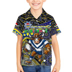 Merry Christmas Cowboys Kid Hawaiian Shirt Aboriginal Santa Rugby Mascot - North Queensland