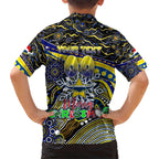 Merry Christmas Cowboys Kid Hawaiian Shirt Aboriginal Santa Rugby Mascot - North Queensland