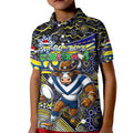 Merry Christmas Cowboys Kid Polo Shirt Aboriginal Santa Rugby Mascot - North Queensland