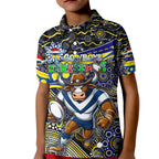Merry Christmas Cowboys Kid Polo Shirt Aboriginal Santa Rugby Mascot - North Queensland
