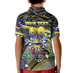 Merry Christmas Cowboys Kid Polo Shirt Aboriginal Santa Rugby Mascot - North Queensland