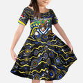 Merry Christmas Cowboys Kid Short Sleeve Dress Aboriginal Santa Rugby Mascot - North Queensland