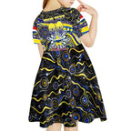 Merry Christmas Cowboys Kid Short Sleeve Dress Aboriginal Santa Rugby Mascot - North Queensland