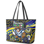 Merry Christmas Cowboys Leather Tote Bag Aboriginal Santa Rugby Mascot - North Queensland
