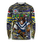 Merry Christmas Cowboys Long Sleeve Shirt Aboriginal Santa Rugby Mascot - North Queensland