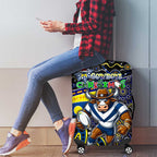 Merry Christmas Cowboys Luggage Cover Aboriginal Santa Rugby Mascot - North Queensland