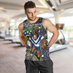 Merry Christmas Cowboys Men Tank Top Aboriginal Santa Rugby Mascot - North Queensland