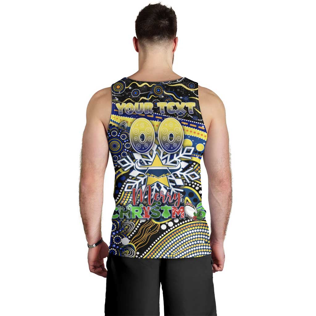 Merry Christmas Cowboys Men Tank Top Aboriginal Santa Rugby Mascot - North Queensland