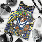 Merry Christmas Cowboys Men Tank Top Aboriginal Santa Rugby Mascot - North Queensland