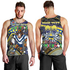 Merry Christmas Cowboys Men Tank Top Aboriginal Santa Rugby Mascot - North Queensland