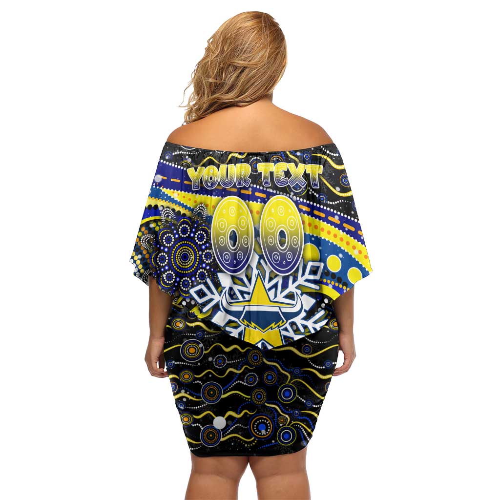Merry Christmas Cowboys Off Shoulder Short Dress Aboriginal Santa Rugby Mascot - North Queensland
