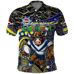 Merry Christmas Cowboys Polo Shirt Aboriginal Santa Rugby Mascot - North Queensland
