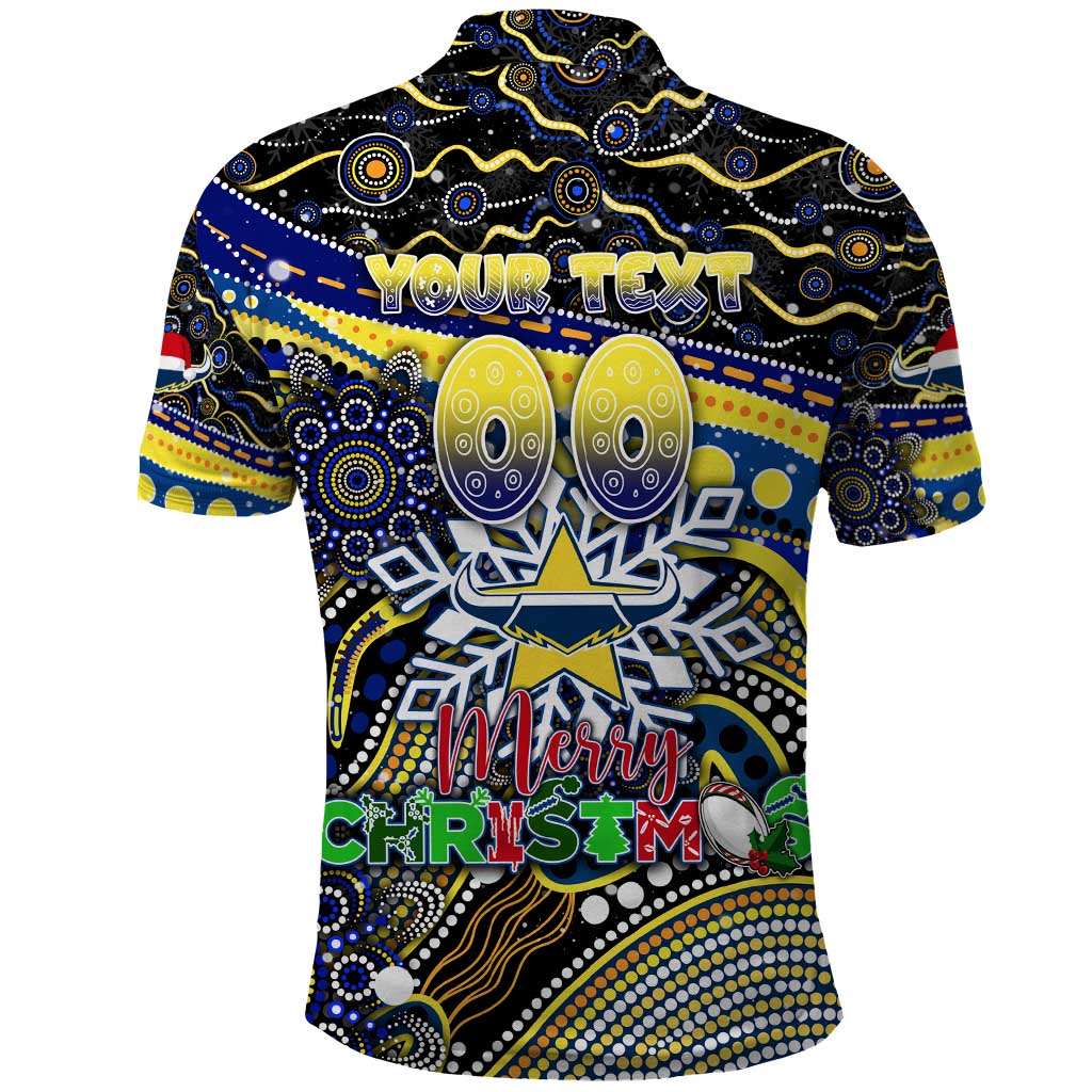 Merry Christmas Cowboys Polo Shirt Aboriginal Santa Rugby Mascot - North Queensland