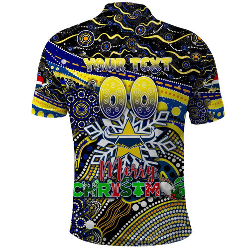 Merry Christmas Cowboys Polo Shirt Aboriginal Santa Rugby Mascot - North Queensland