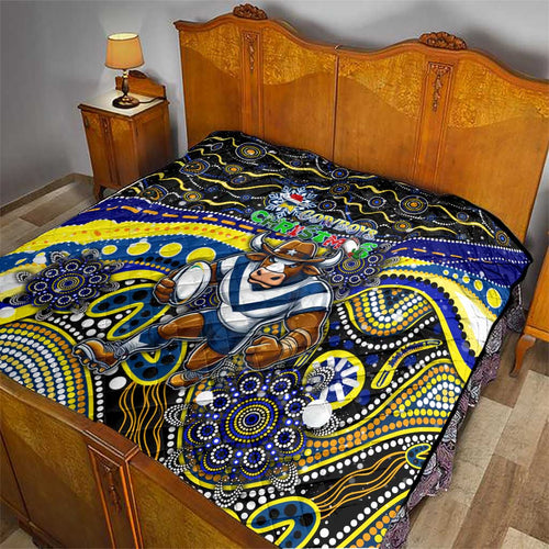 Merry Christmas Cowboys Quilt Aboriginal Santa Rugby Mascot - North Queensland