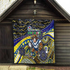 Merry Christmas Cowboys Quilt Aboriginal Santa Rugby Mascot - North Queensland
