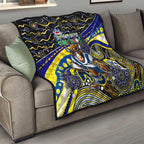 Merry Christmas Cowboys Quilt Aboriginal Santa Rugby Mascot - North Queensland