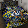 Merry Christmas Cowboys Quilt Bed Set Aboriginal Santa Rugby Mascot - North Queensland