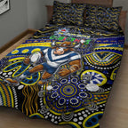 Merry Christmas Cowboys Quilt Bed Set Aboriginal Santa Rugby Mascot - North Queensland