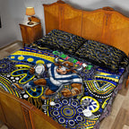 Merry Christmas Cowboys Quilt Bed Set Aboriginal Santa Rugby Mascot - North Queensland
