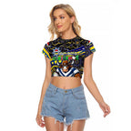 Merry Christmas Cowboys Raglan Cropped T Shirt Aboriginal Santa Rugby Mascot - North Queensland