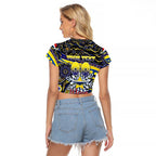 Merry Christmas Cowboys Raglan Cropped T Shirt Aboriginal Santa Rugby Mascot - North Queensland