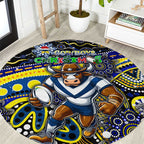 Merry Christmas Cowboys Round Carpet Aboriginal Santa Rugby Mascot - North Queensland