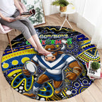 Merry Christmas Cowboys Round Carpet Aboriginal Santa Rugby Mascot - North Queensland